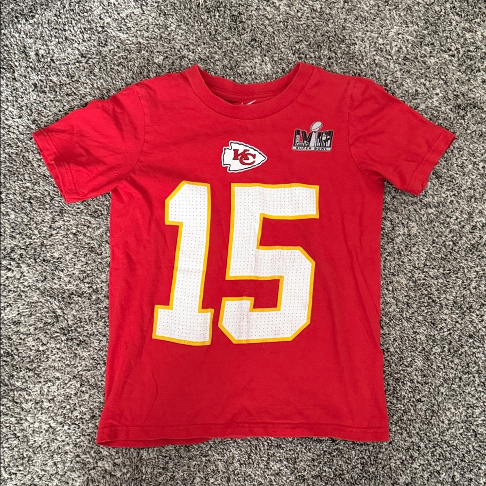 Nike Red Kids Football Tee with #15 and Team Crest